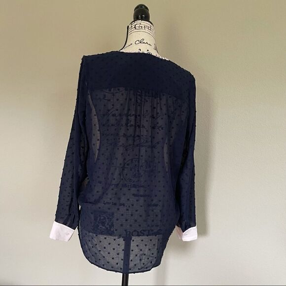 NWT L’AGENCE Perry Sheer Silk Two-Tone V-Neck Criss-Cross Blouse Size S - Picture 7 of 13